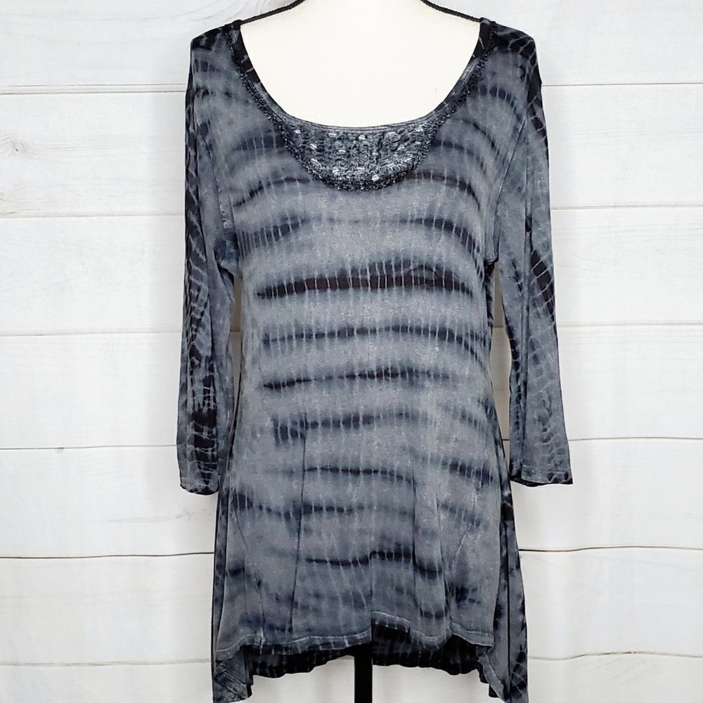 Lola P Boho Tie Dye Shark Bite Top